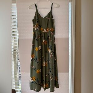 Old Navy Olive Floral Maxi Dress